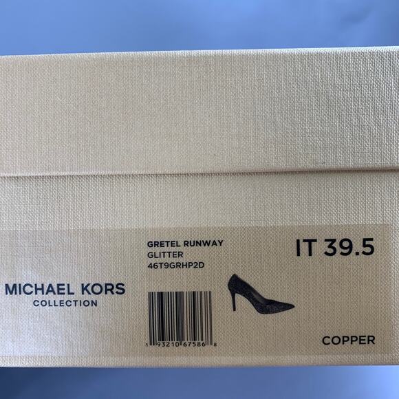 MICHAEL KORS COLLECTION Size 9.5 Copper Glittered Leather Trim Stiletto Pumps - Picture 10 of 10
